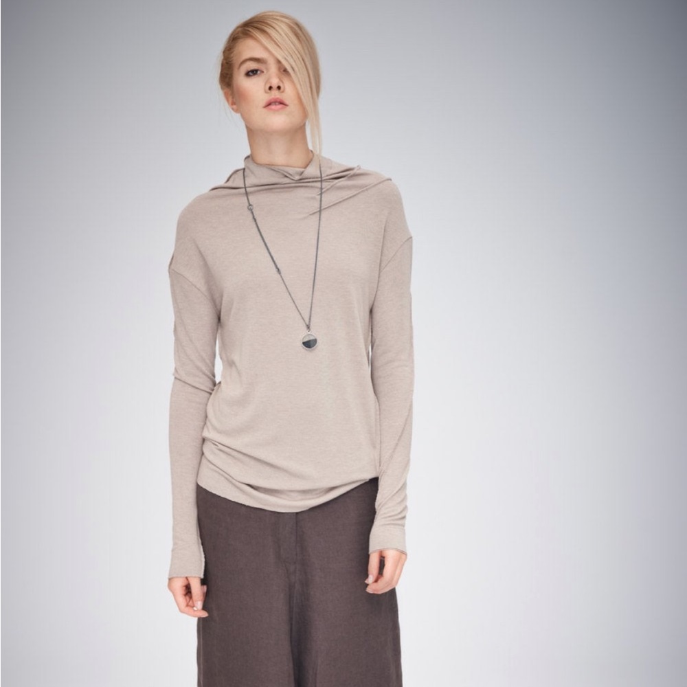 Beige Minimalist Top / Long Sleeved Top / Asymmetrical Top